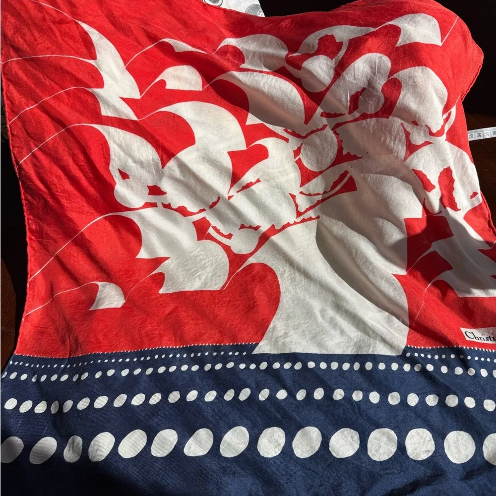 Dior Red and Navy silk Scarf
